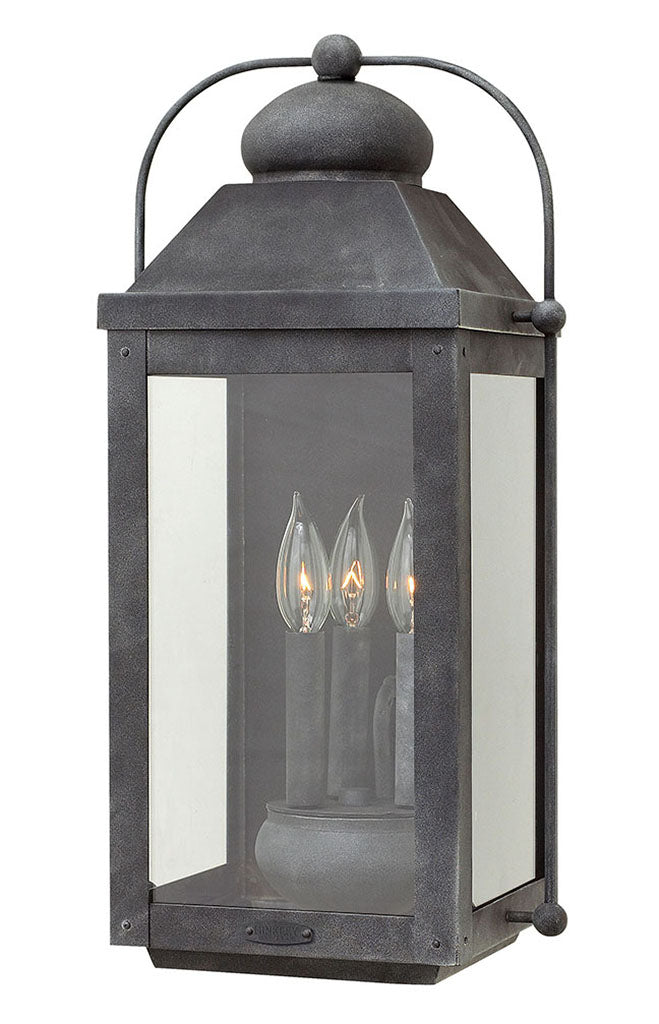 ANCHORAGE-Large Wall Mount Lantern Outdoor Wall Lights Hinkley Aged Zinc  