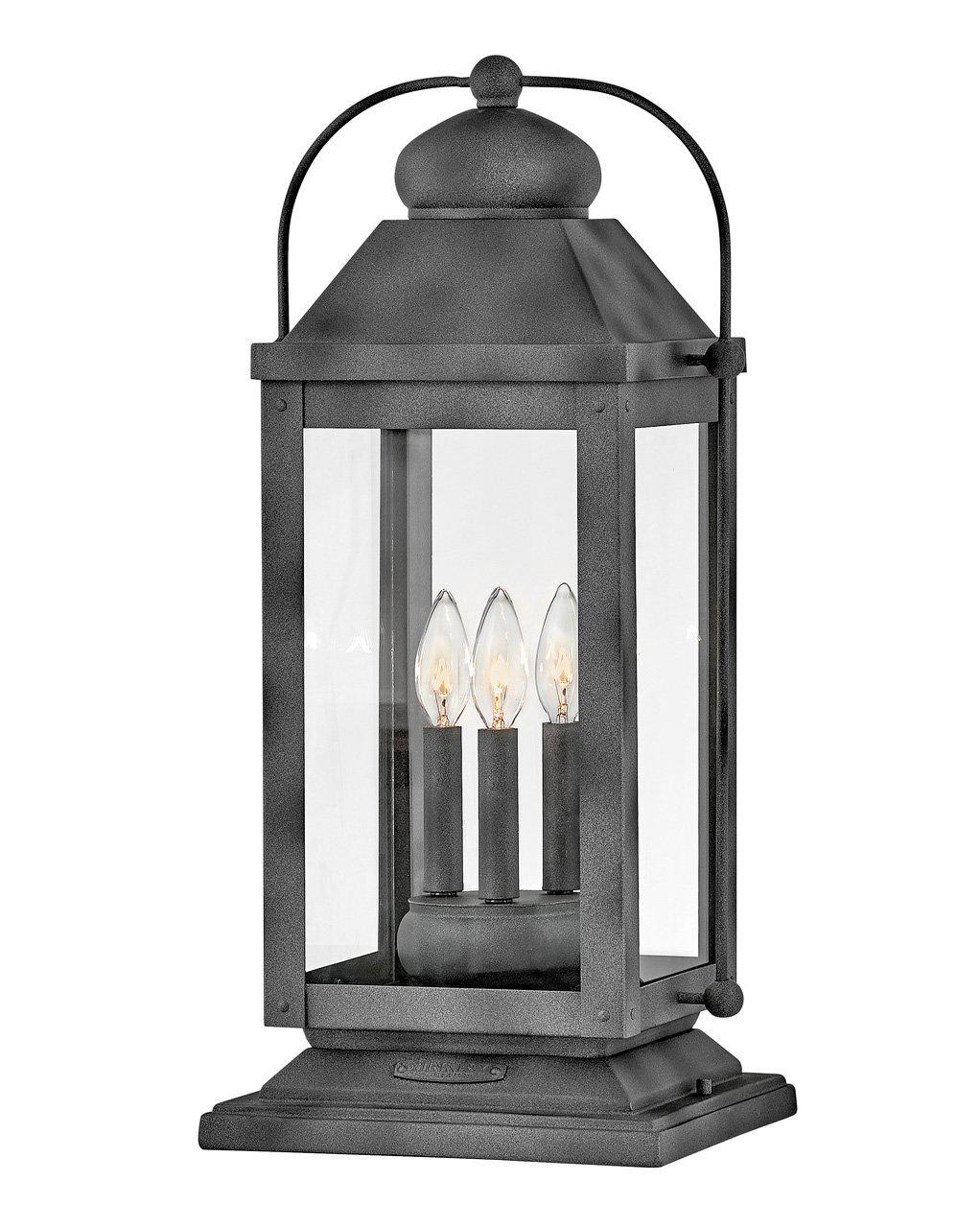 ANCHORAGE-Large Pier Mount Lantern Outdoor Wall Lights Hinkley Aged Zinc  