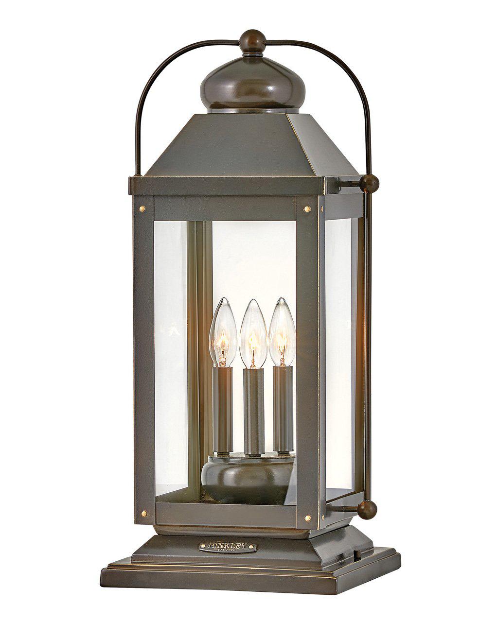 ANCHORAGE-Large Pier Mount Lantern Outdoor Wall Lights Hinkley Light Oiled Bronze  