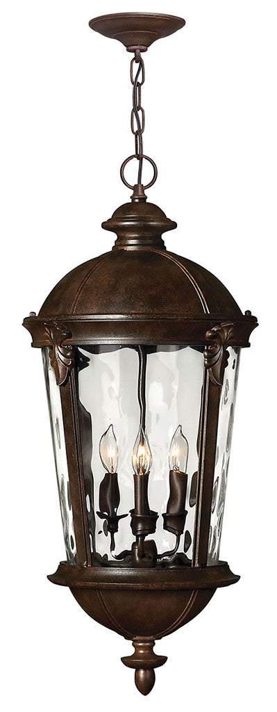 OUTDOOR WINDSOR Hanging Lantern Outdoor Light Fixture l Hanging Hinkley River Rock 12.5x12.5x28.5 