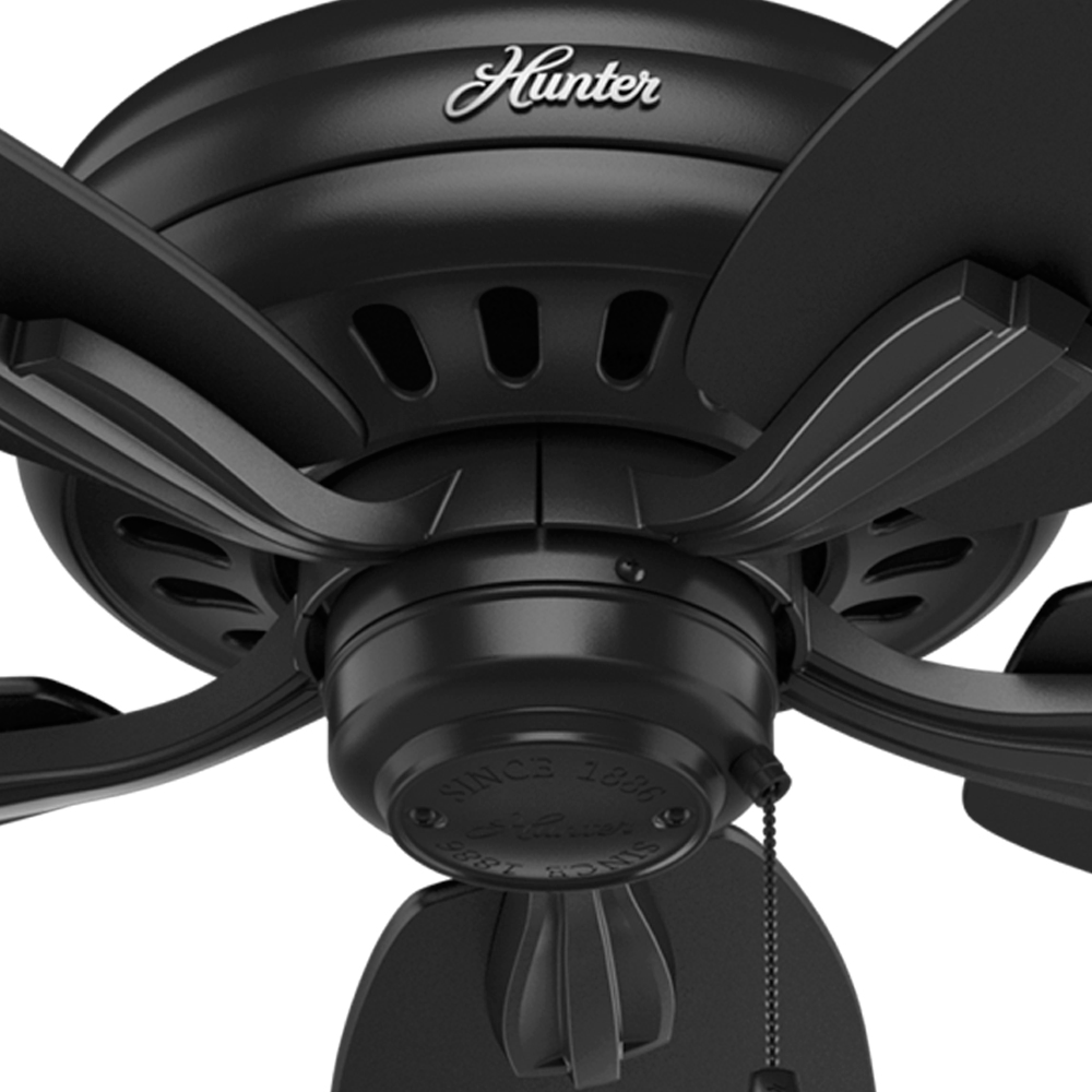 Hunter 52 inch Newsome Damp Rated Ceiling Fan and Pull Chain Ceiling Fan Hunter Matte Black Matte Black / Dark Walnut 