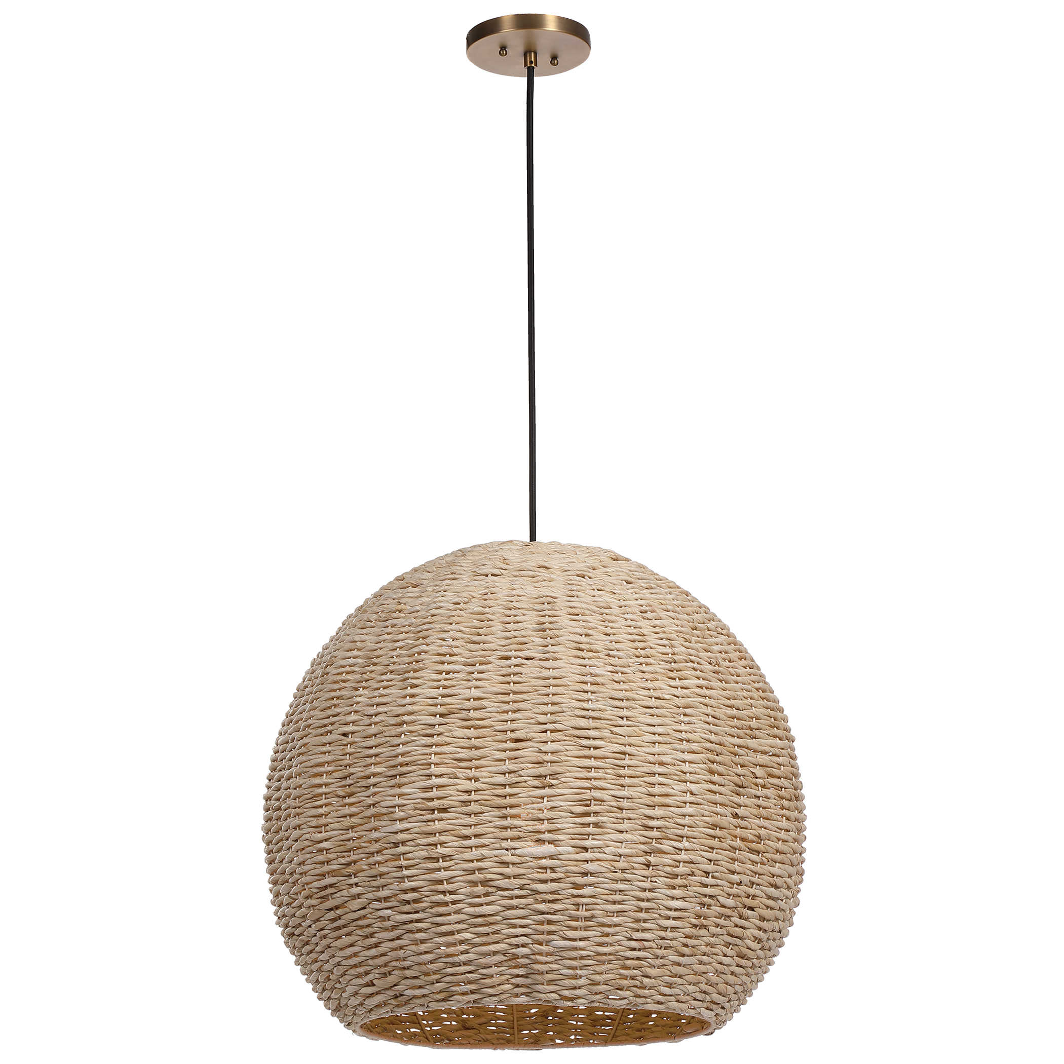 Uttermost Seagrass 1 Light Dome Pendant Mini Pendant Uttermost CORN ROPE, STEEL  