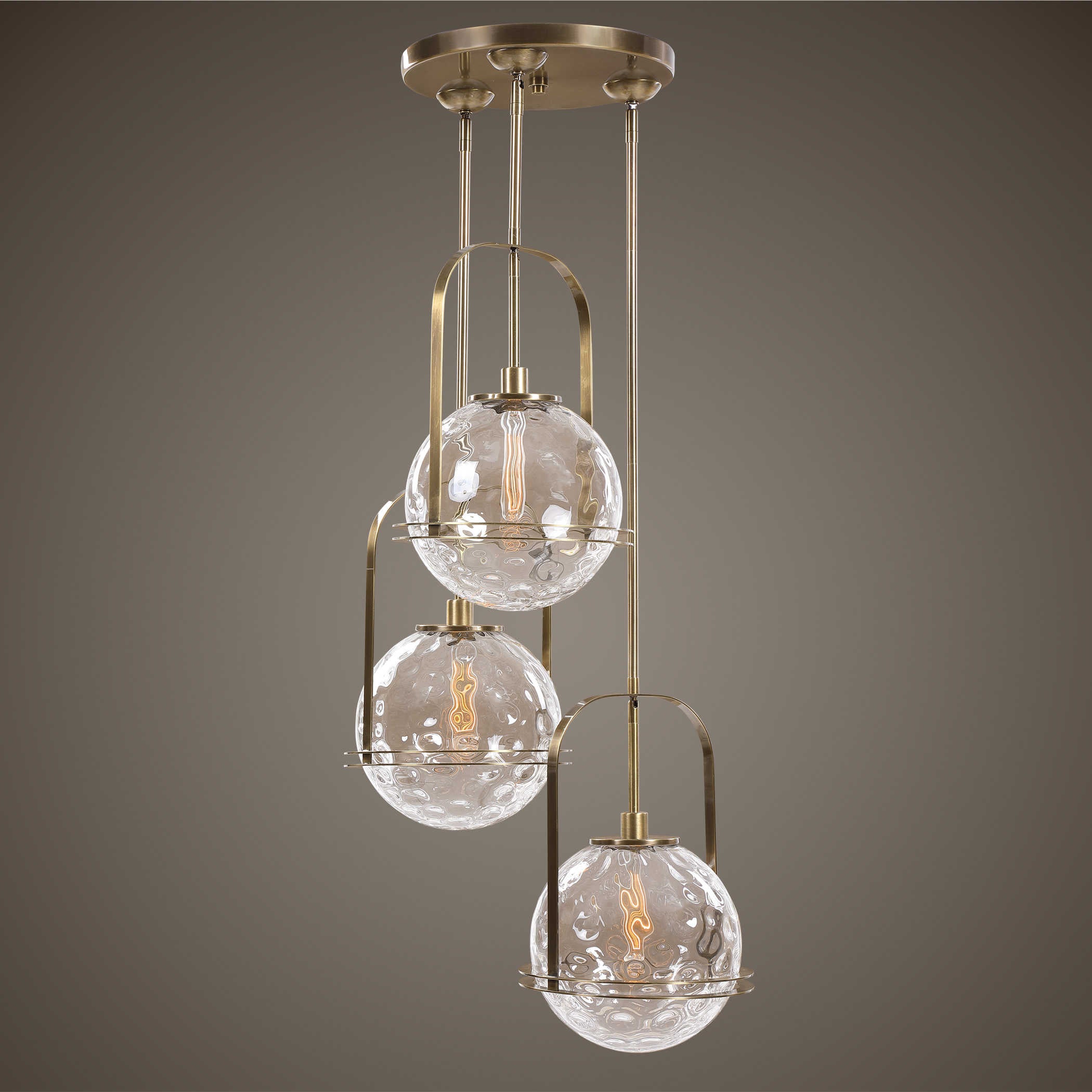 Uttermost Mimas 3 Light Cluster Pendant Pendant Uttermost STEEL, GLASS  