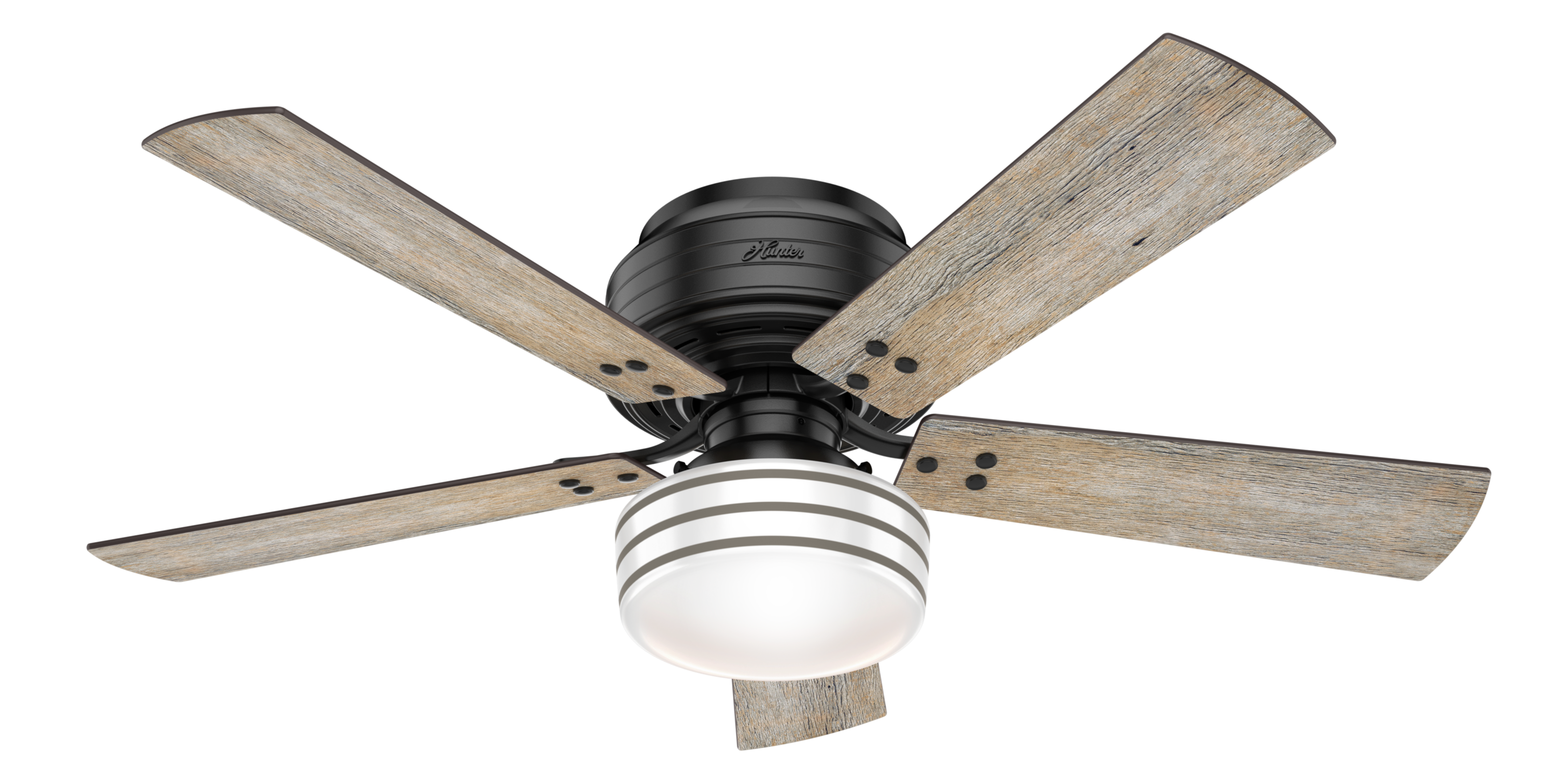 Hunter 52 inch Cedar Key Low Profile Damp Rated Ceiling Fan with LED Light Kit and Handheld Remote Indoor Ceiling Fans Hunter   