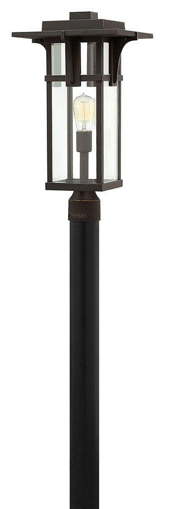 OUTDOOR MANHATTAN Post Top or Pier Mount Lantern Outdoor l Post/Pier Mounts Hinkley Oil Rubbed Bronze Clear 