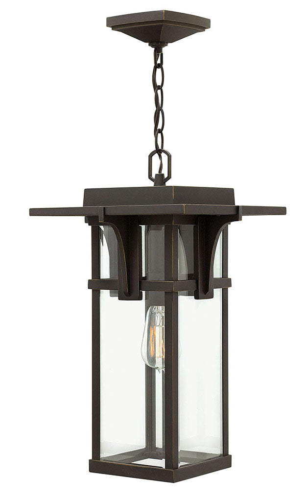 OUTDOOR MANHATTAN Hanging Lantern Outdoor Light Fixture l Hanging Hinkley Oil Rubbed Bronze Clear 