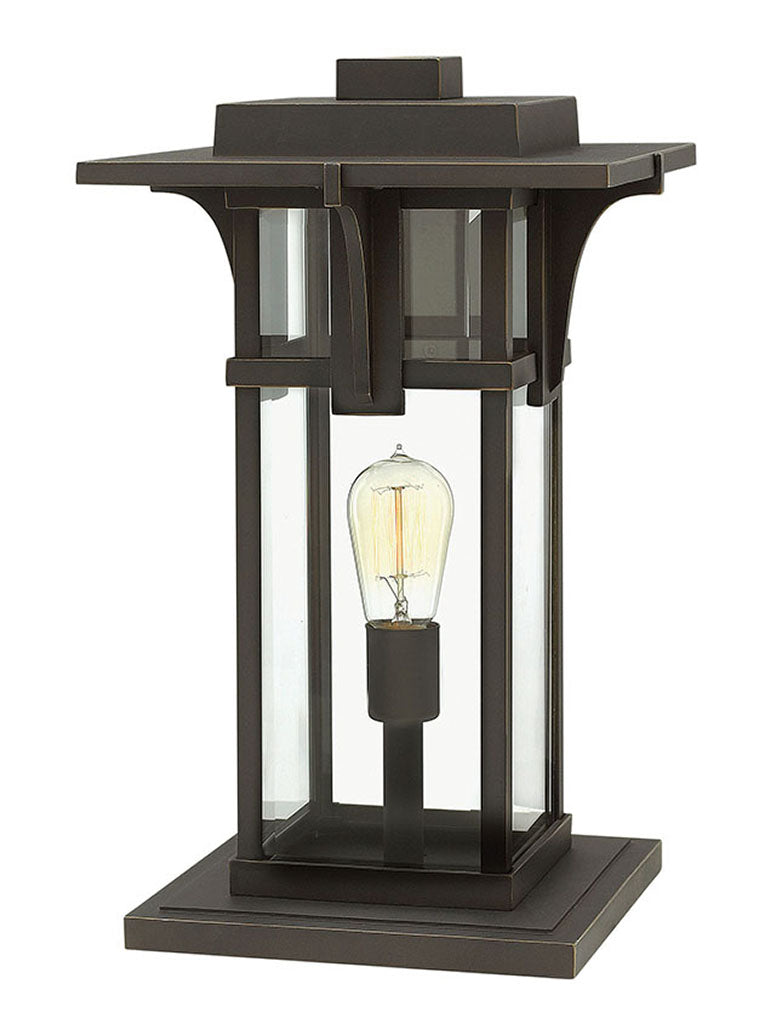 OUTDOOR MANHATTAN Pier Mount Lantern Outdoor l Wall Hinkley Oil Rubbed Bronze Clear 