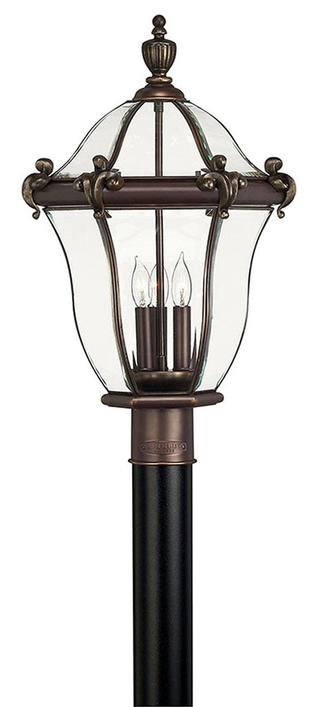 OUTDOOR SAN CLEMENTE Post Top or Pier Mount Lantern Outdoor l Post/Pier Mounts Hinkley Copper Bronze 14.0x14.0x22.25 