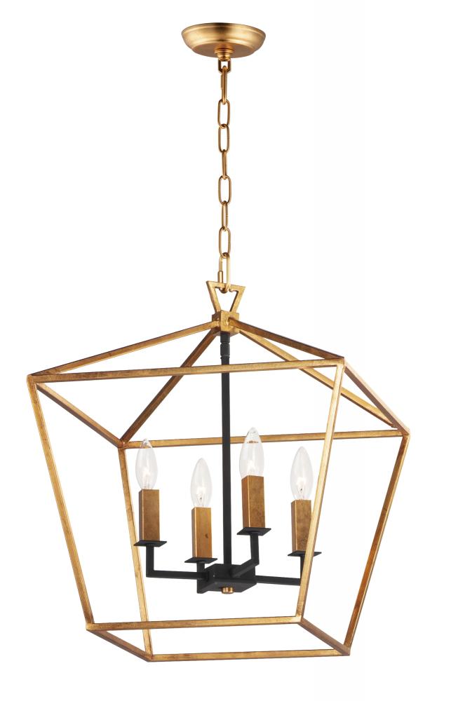 Maxim Abode-Chandelier l OPEN BOX Lantern Overstock / Open Box Black|Gold  