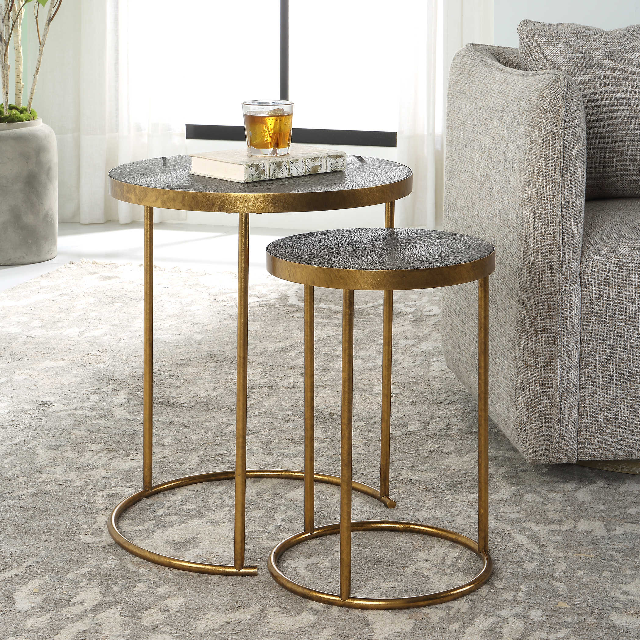 Uttermost Aragon Brass Nesting Tables, S/2 Decorative Accents Uttermost   