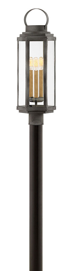 OUTDOOR DANBURY Post Top or Pier Mount Lantern Outdoor l Post/Pier Mounts Hinkley Aged Zinc 8.5x8.5x24.75 