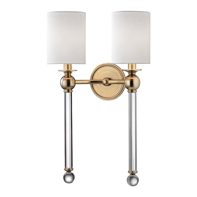 Gordon - 2 LIGHT WALL SCONCE Wall Light Fixtures Hudson Valley Aged Brass  