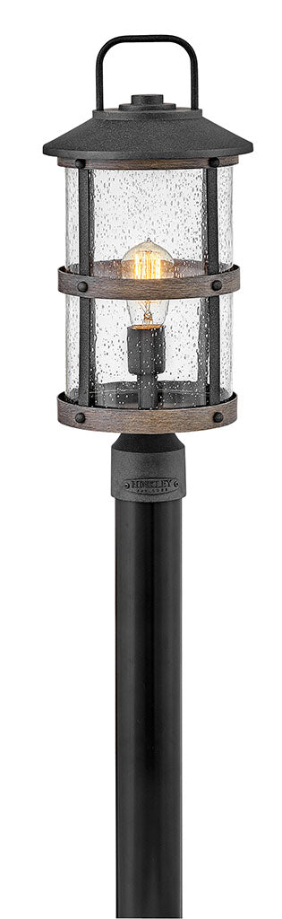 OUTDOOR LAKEHOUSE Post Top or Pier Mount Lantern Outdoor l Post/Pier Mounts Hinkley Aged Zinc 9.0x9.0x18.75 