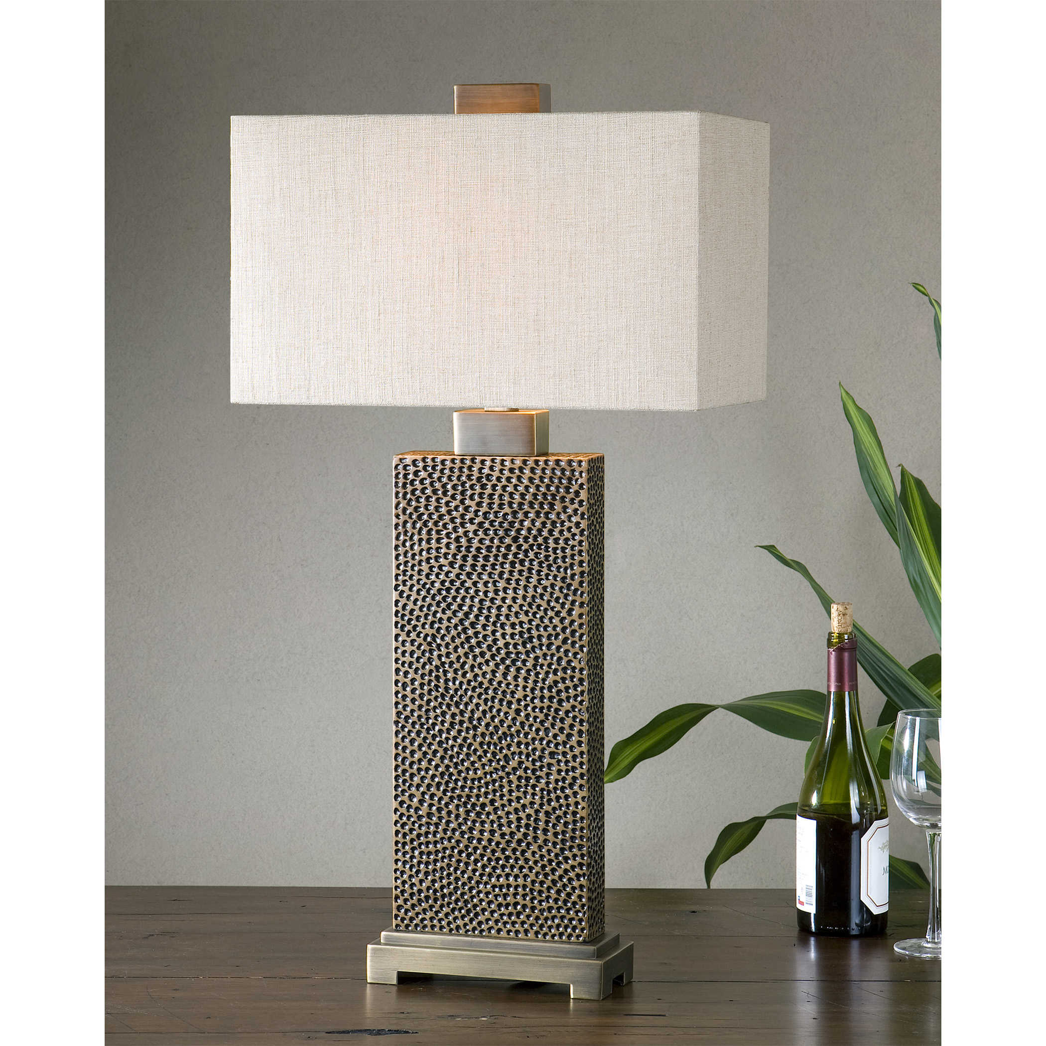 Uttermost Canfield Coffee Bronze Table Lamp Table Lamps Uttermost METAL, RESIN, FABRIC  