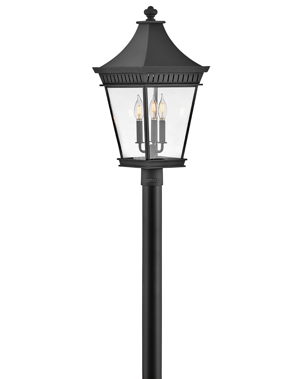 OUTDOOR CHAPEL HILL Post Top or Pier Mount Lantern Outdoor l Post/Pier Mounts Hinkley Museum Black 12.5x12.5x26.5 