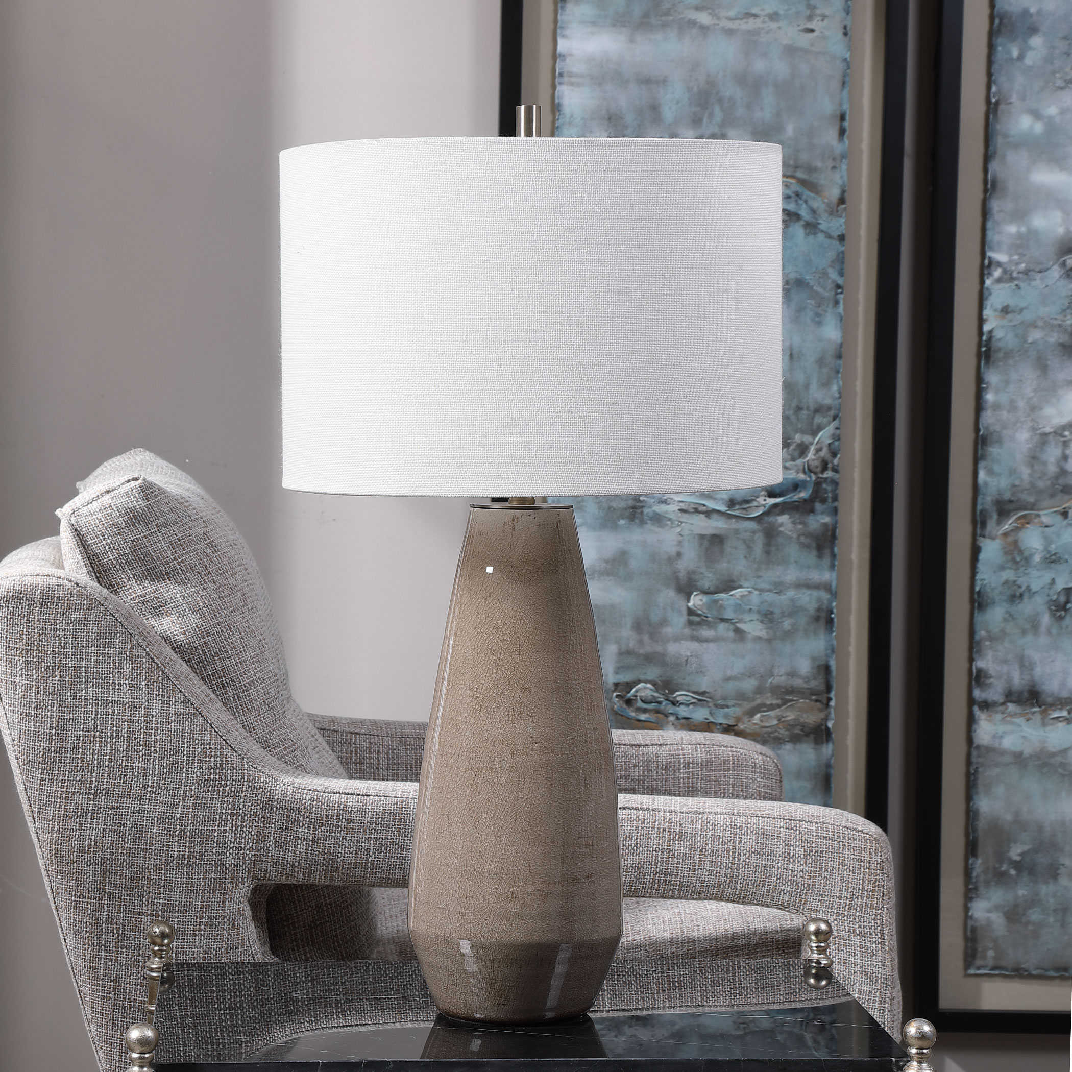 Uttermost Volterra Taupe-Gray Table Lamp Table Lamps Uttermost   