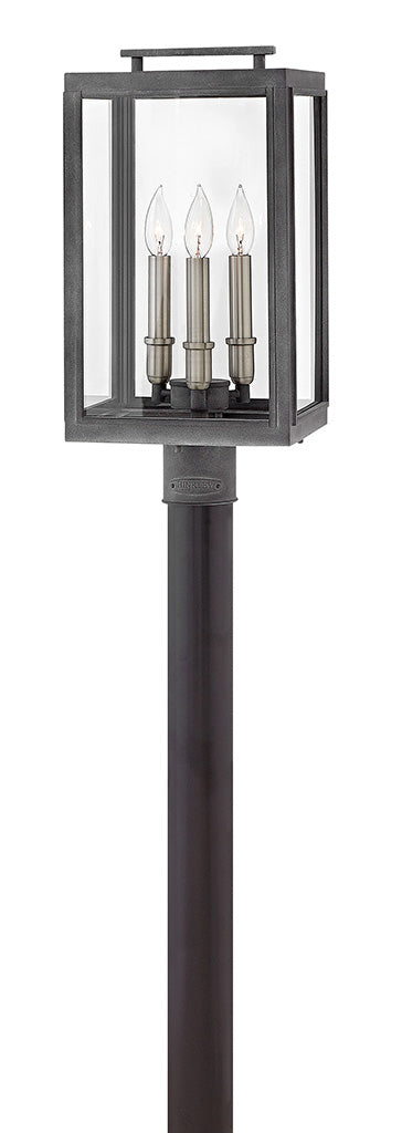 OUTDOOR SUTCLIFFE Post Top or Pier Mount Lantern Outdoor l Post/Pier Mounts Hinkley Aged Zinc 10.0x10.0x20.0 