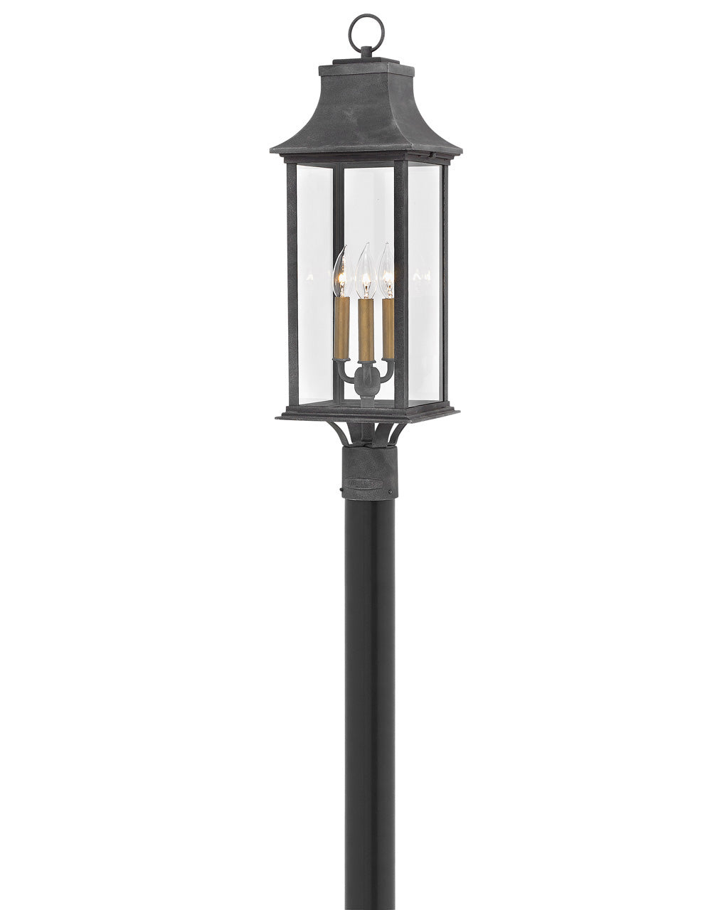 OUTDOOR ADAIR Post Top or Pier Mount Lantern Outdoor l Post/Pier Mounts Hinkley Aged Zinc 8.5x8.5x27.75 