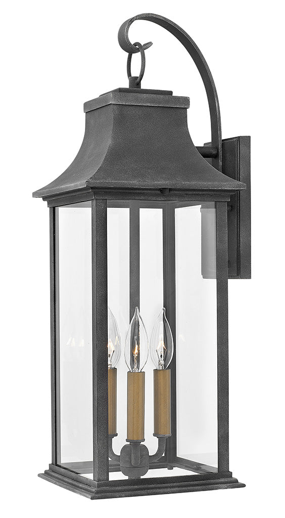 ADAIR-Large Wall Mount Lantern 2935 Outdoor l Wall Hinkley Aged Zinc  