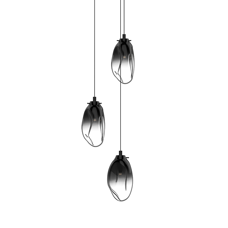 Sonneman 3-Light LED Pendant Pendants Sonneman Satin Black / Smoke Fade  