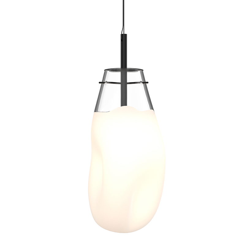 Sonneman Large LED Pendant Pendants Sonneman Satin Black / Clear & White  