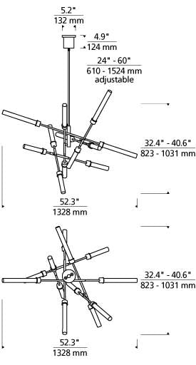 Tech Lighting Linger 12 Light Abrstract Chandelier