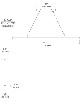 Tech Lighting Dessau 48 Linear Suspension Chandeliers Visual Comfort Modern   