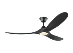 Monte Carlo 60" Maverick LED Ceiling Fan 3MAVR60 LED Indoor Ceiling Fans Monte Carlo Matte Black w/ Matte Black Blades  