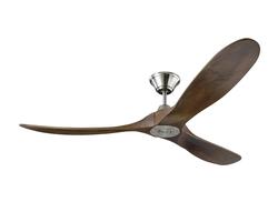 Monte Carlo 60" Maverick Ceiling Fan 3MAVR60 Indoor Ceiling Fans Monte Carlo Brushed Steel with Dark Walnut Blades  