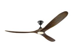 Monte Carlo 70" Maverick Max LED Ceiling Fan 3MAVR70 Indoor Ceiling Fans Monte Carlo Matte Black w/ Walnut Blades  