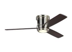 Monte Carlo 56" Aerotour Flush Mount Ceiling Fan 3TAHR56 Ceiling Hugger Fans Monte Carlo Polished Nickel with Dark Mahogany Blades  