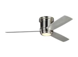 Monte Carlo 56" Aerotour Flush Mount Ceiling Fan 3TAHR56 Ceiling Hugger Fans Monte Carlo Polished Nickel with Grey Blades  