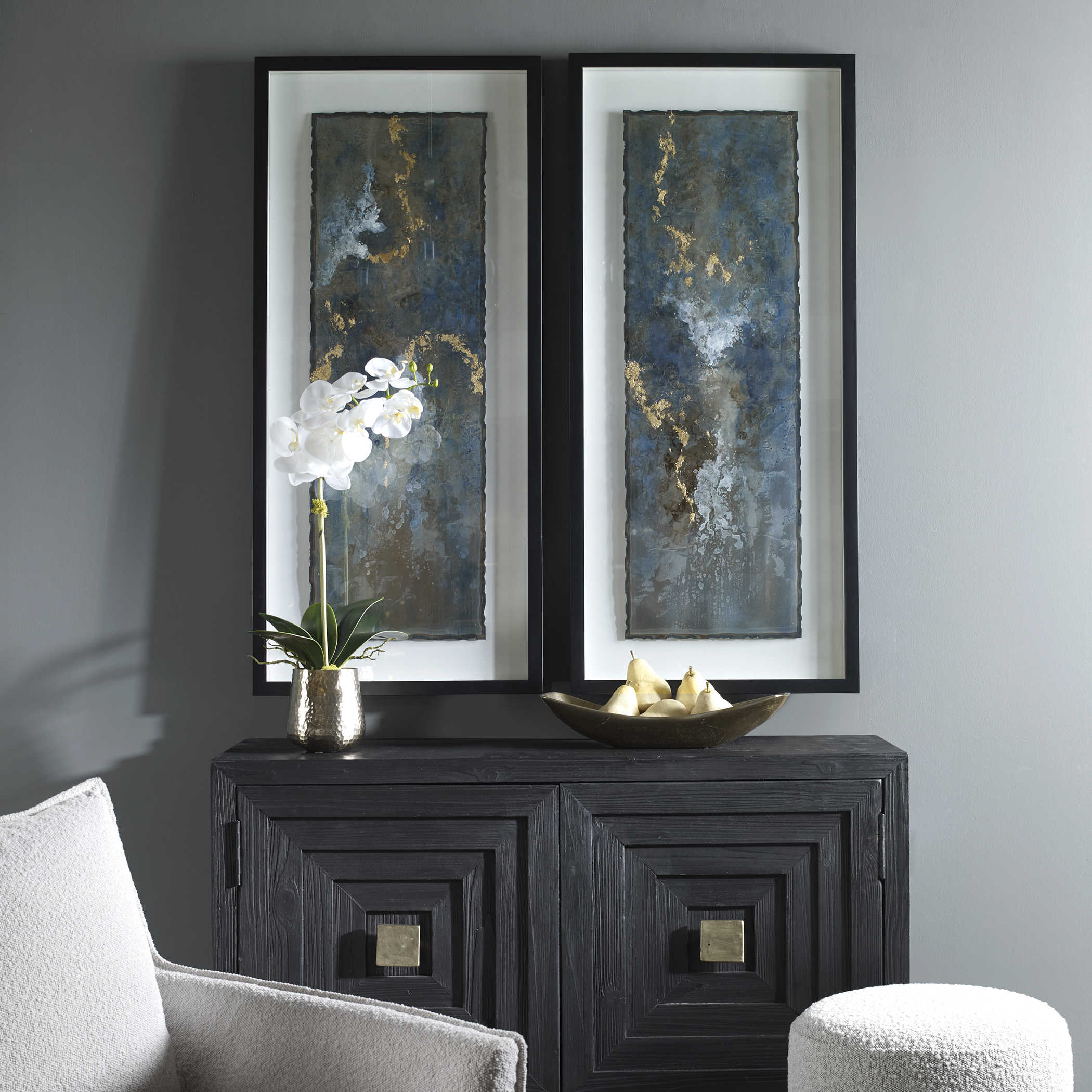 Uttermost Glimmering Agate Abstract Prints, S/2