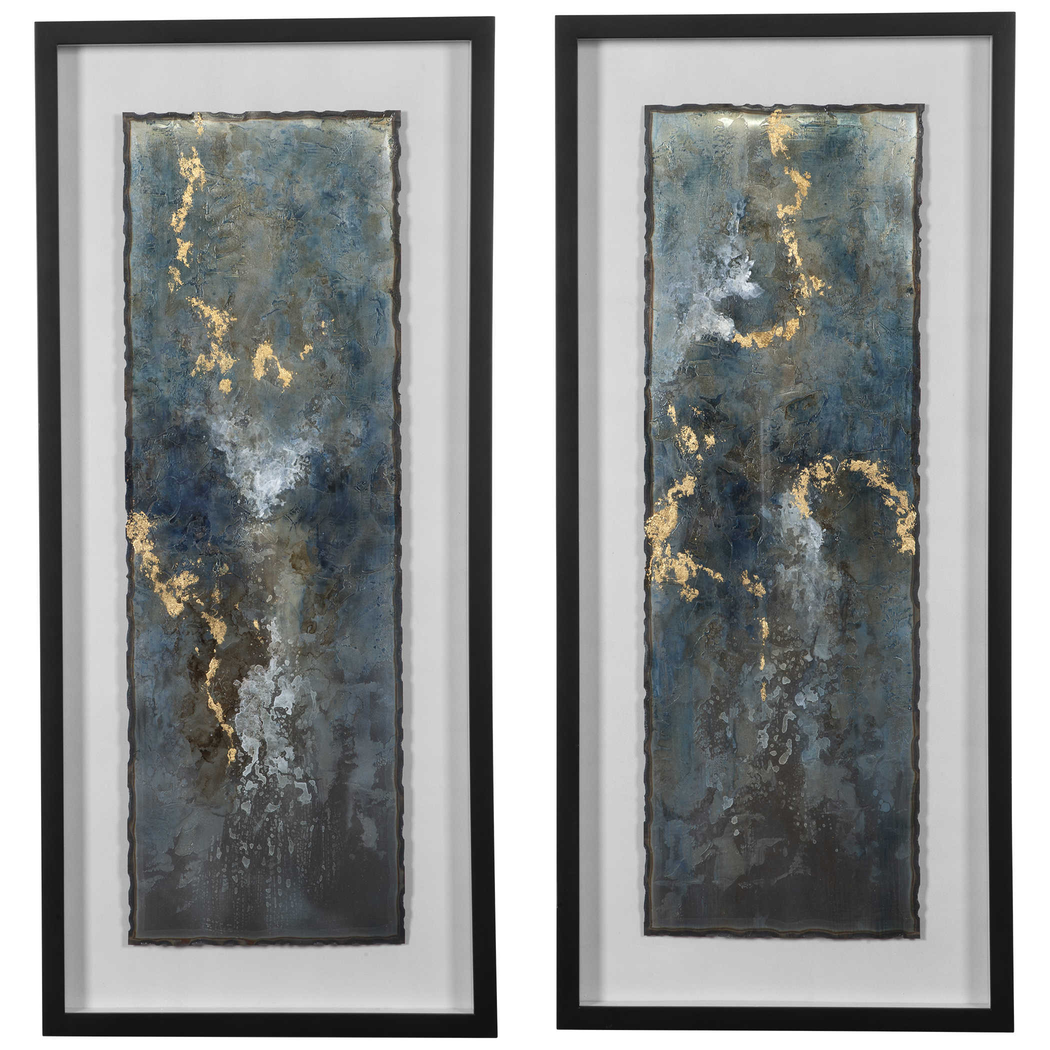 Uttermost Glimmering Agate Abstract Prints, S/2 Wall Decor Uttermost MDF,IRON,PINE,GLASS  