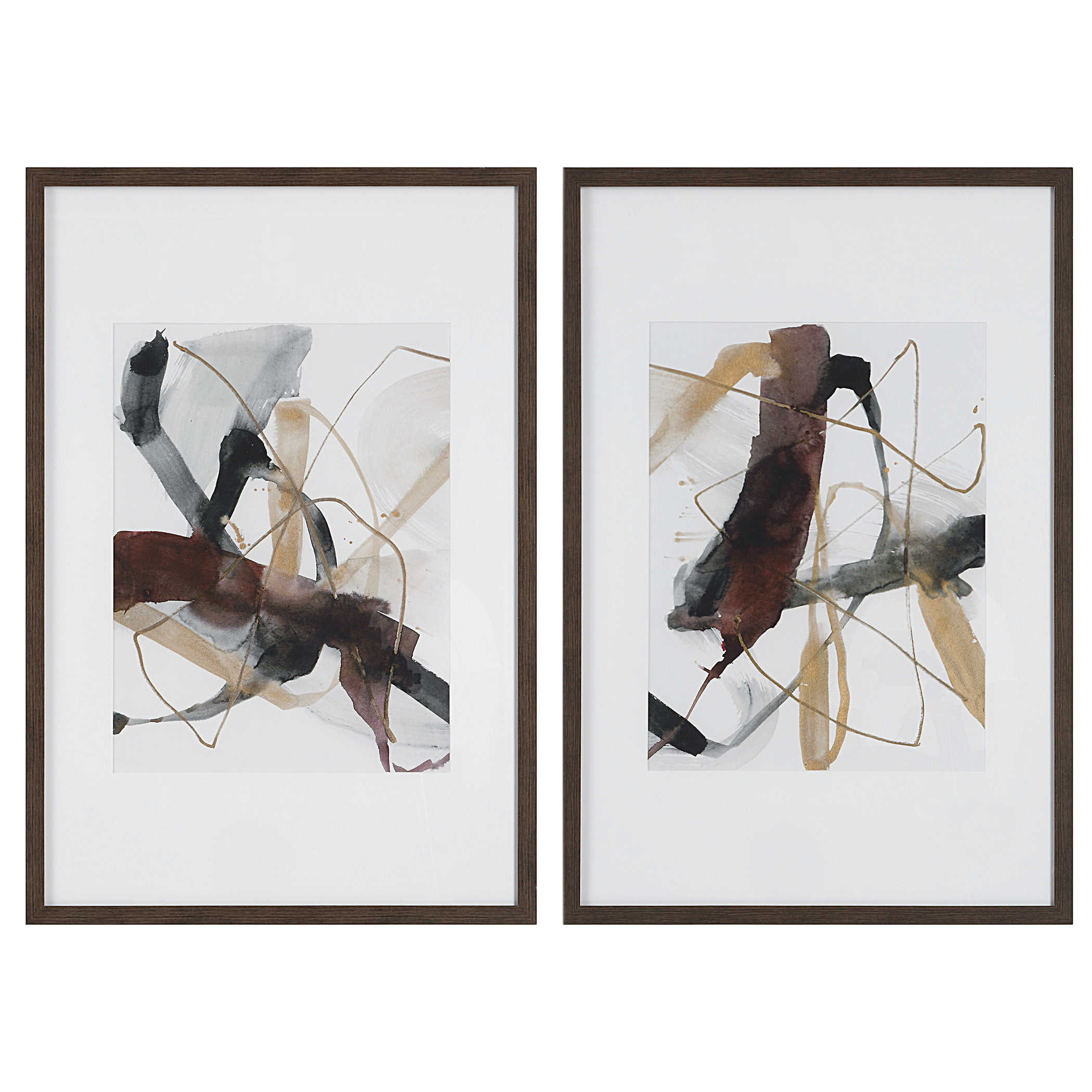 Uttermost Burgundy Interjection Abstract Prints, Set/2 Wall Decor Uttermost PLASTIC, GLASS, PAPER  