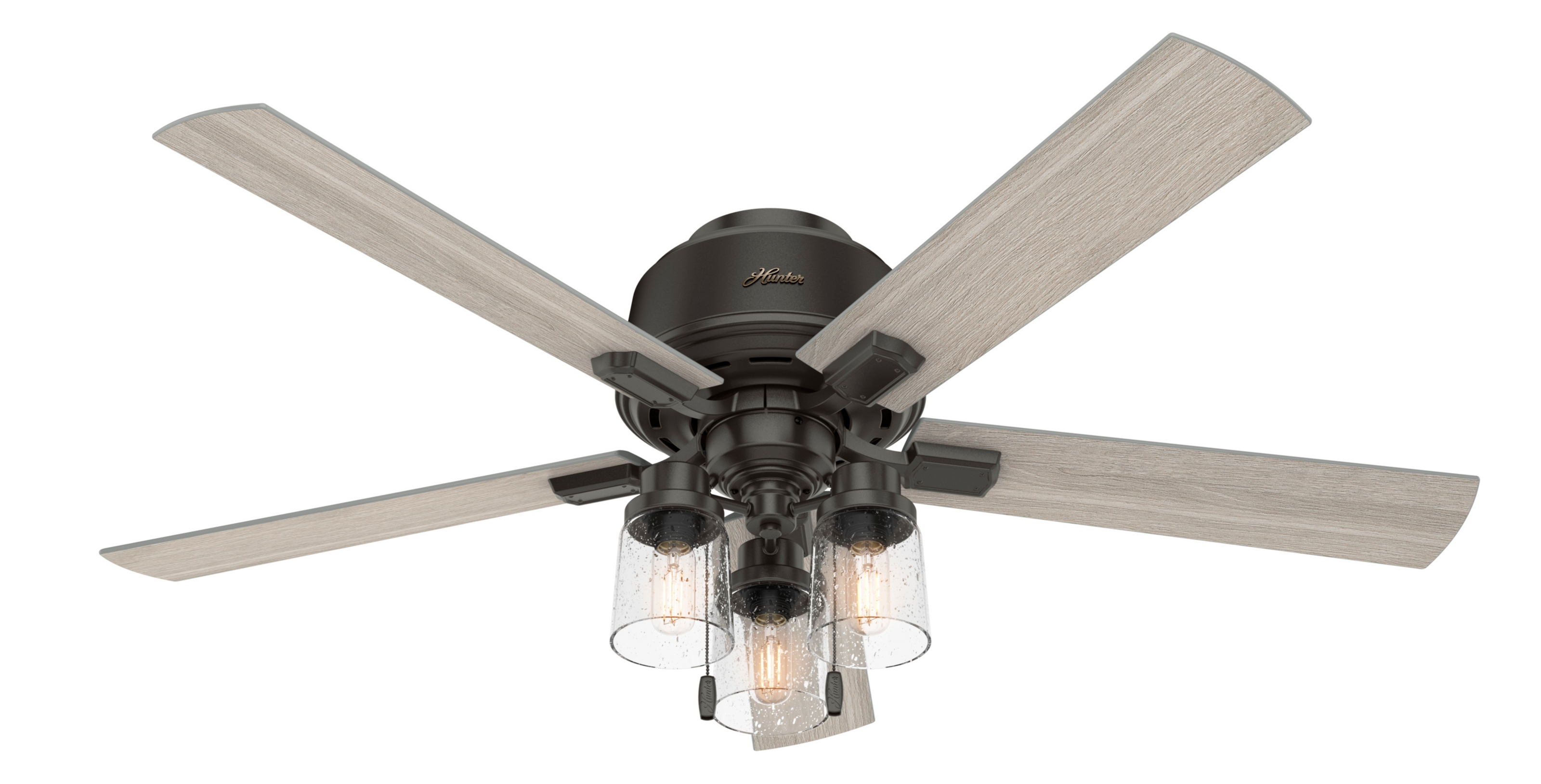 Hunter 52 inch Hartland Low Profile Ceiling Fan with LED Light Kit and Pull Chain Indoor Ceiling Fans Hunter   