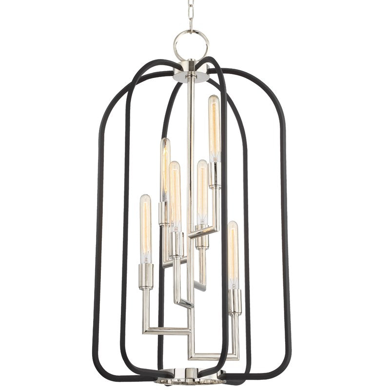 ANGLER - 6 LIGHT CHANDELIER Lantern Hudson Valley Lighting Polished Nickel  