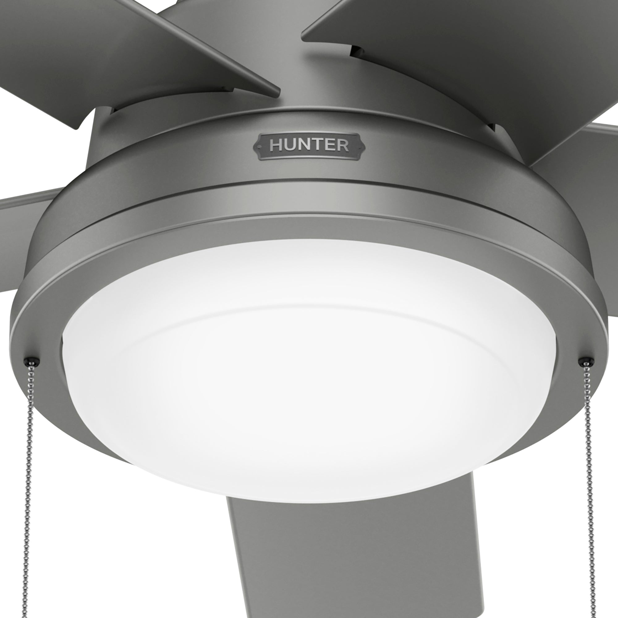 Hunter 44 inch Seawall Indoor / Outdoor Ceiling Fan with LED Light Kit and Pull Chain Indoor Ceiling Fans Hunter Matte Silver Matte Silver / Matte Silver Painted Cased White