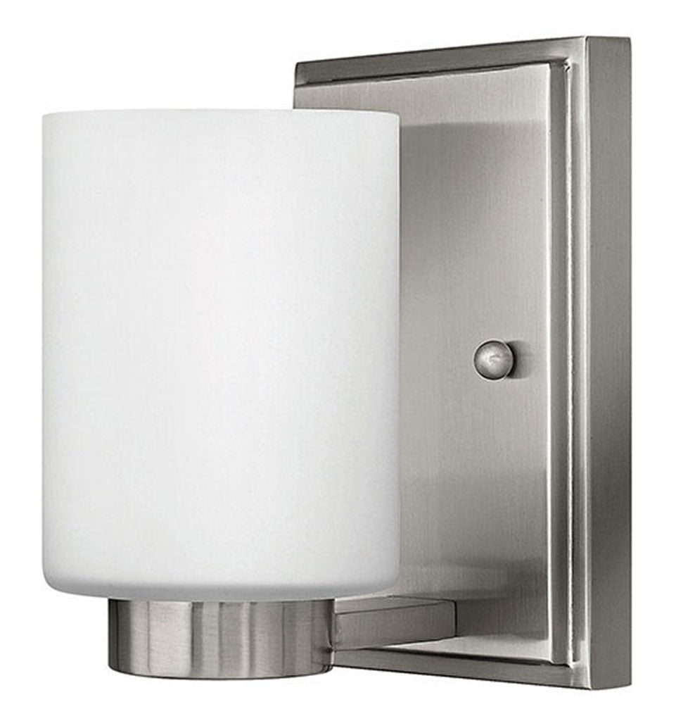 HINKLEY MILEY Single Light Vanity 5050 Wall Light Fixtures Hinkley Brushed Nickel with White Etched  