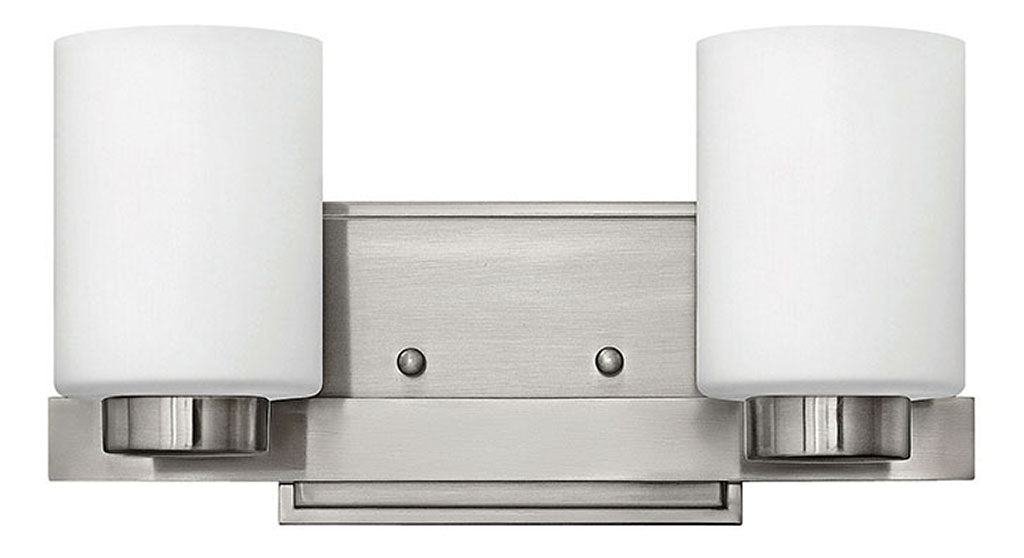 HINKLEY MILEY Two Light Vanity 5052 Wall Sconces Hinkley Brushed Nickel with White Etched  