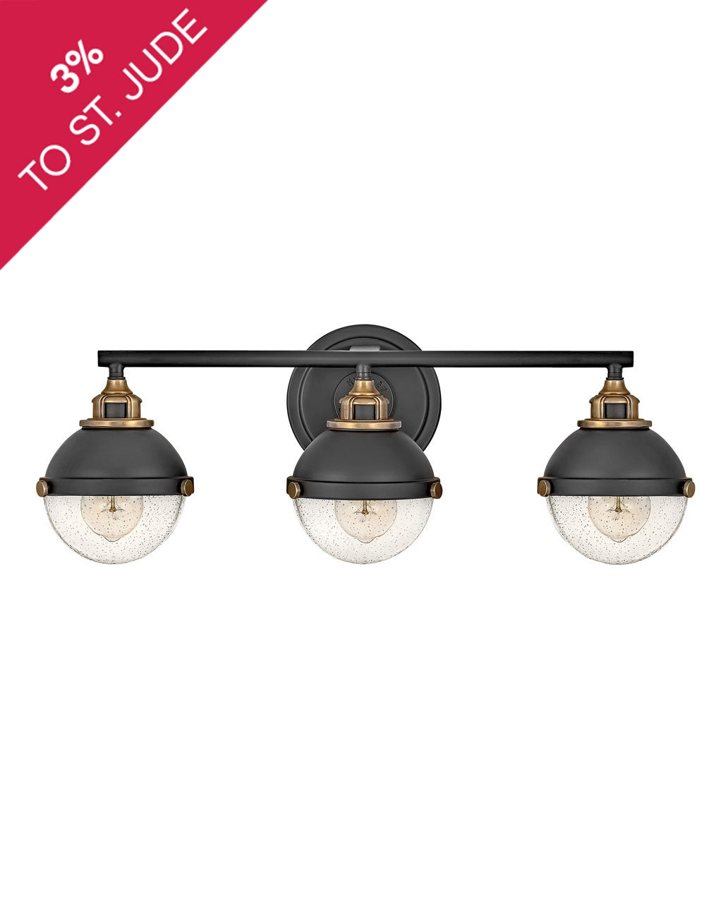 HINKLEY FLETCHER Three Light Vanity 5173 Vanity Lights Hinkley Black  