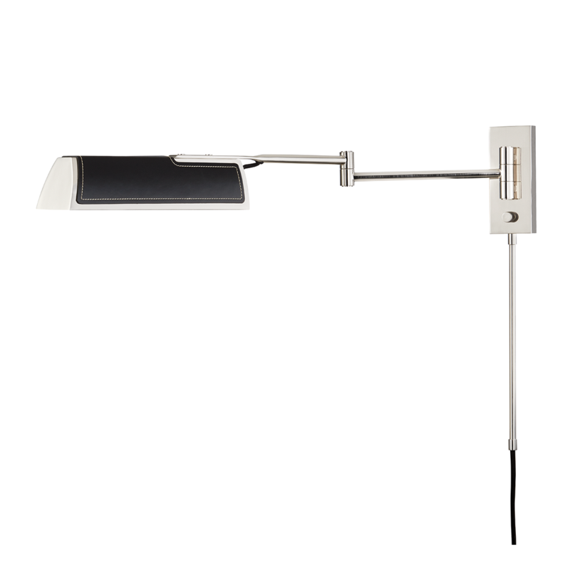 Hudson Valley 1 LIGHT SWING ARM WALL SCONCE W/ BLACK LEATHER 5331 Wall Light Fixtures Hudson Valley Lighting Black  