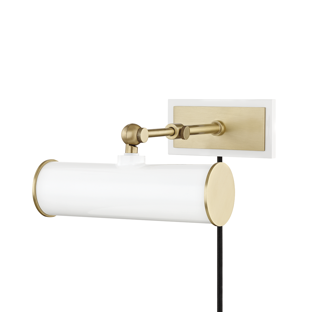 Hudson Valley Lighting Holly 1 Light Picture Light With Plug HL263201 Picture Lights Mitzi Aged Brass/Soft Off White  