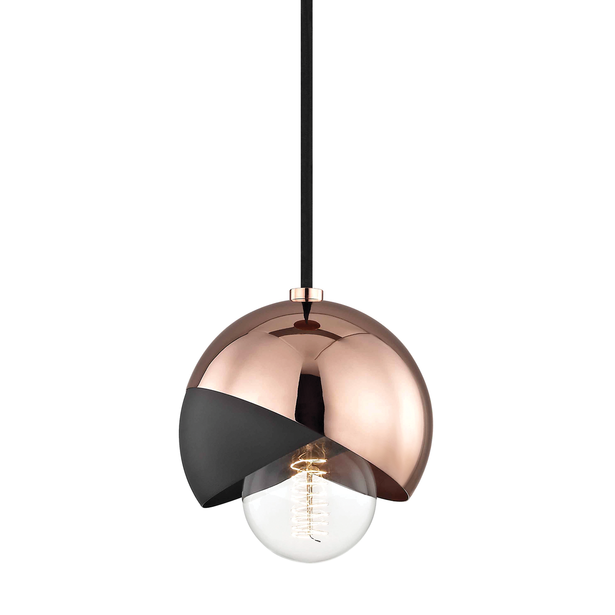 Hudson Valley Lighting Emma 1 Light Pendant H168701 Mini Pendant Mitzi Polished Copper/Black  