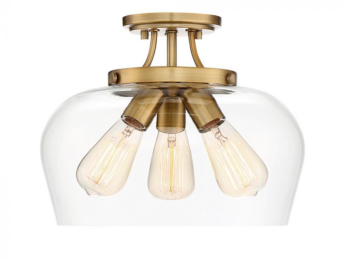 Savoy House Octave 3 Light Semi Flush 6-4035-3 Ceiling Semi Flush Mounts Savoy House Warm Brass  