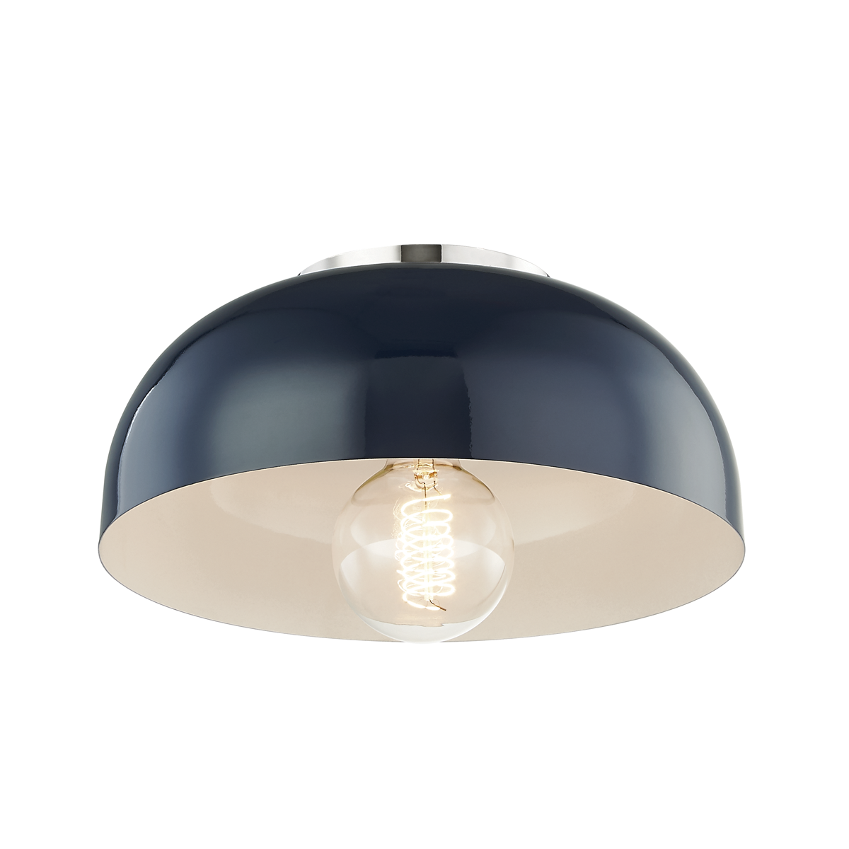 Hudson Valley Lighting Avery 1 Light Small Semi-Flush Mount H199501S Ceiling Flush Mounts Mitzi Polished Nickel/Navy  