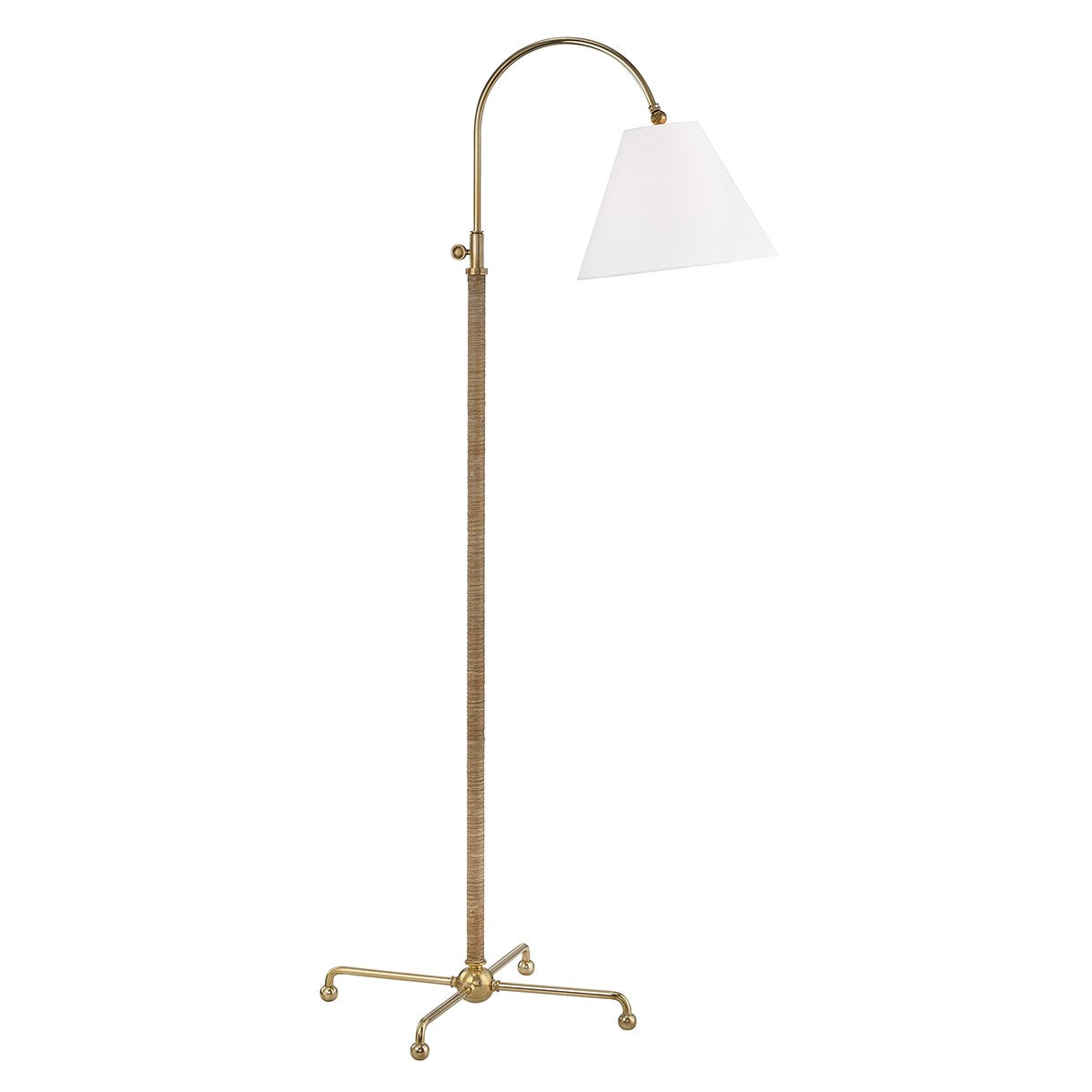 Curves No.1 - 1 LIGHT FLOOR LAMP W/ RATTAN ACCENT Lamp Hudson Valley Lighting Aged Brass  