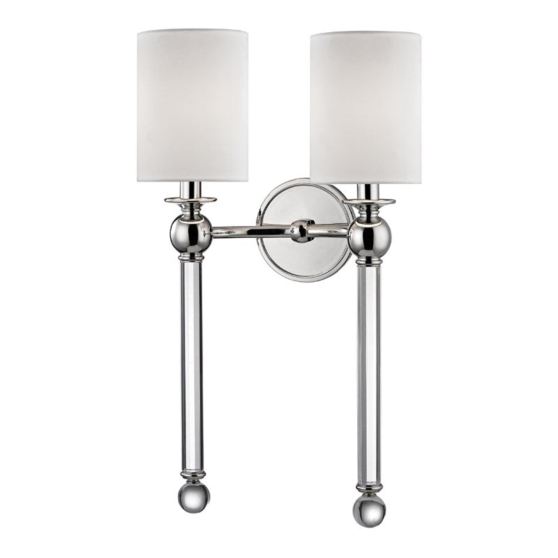 Gordon - 2 LIGHT WALL SCONCE Wall Light Fixtures Hudson Valley Polished Nickel  