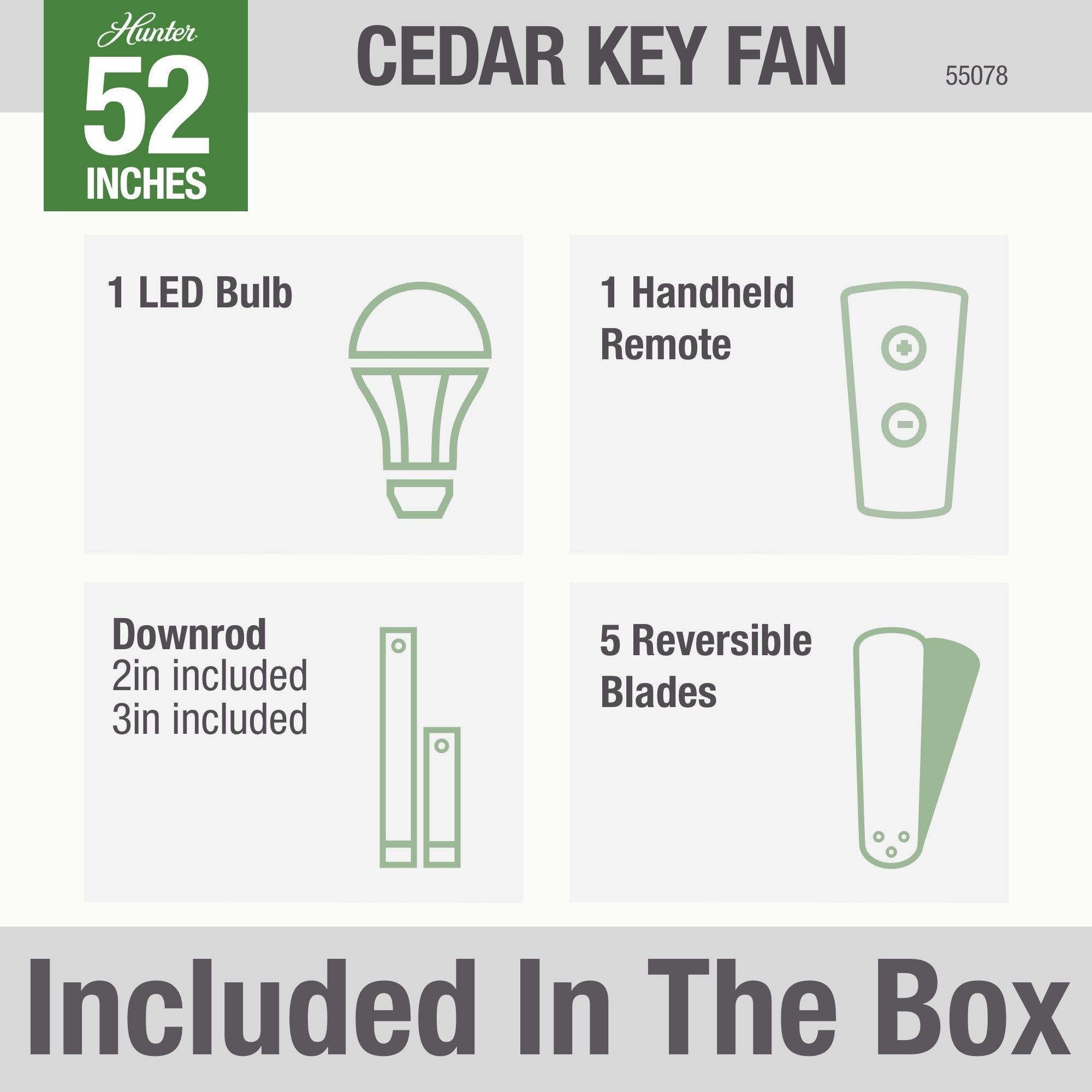 Hunter 52 inch Cedar Key Damp Rated Ceiling Fan with LED Light Kit and Handheld Remote