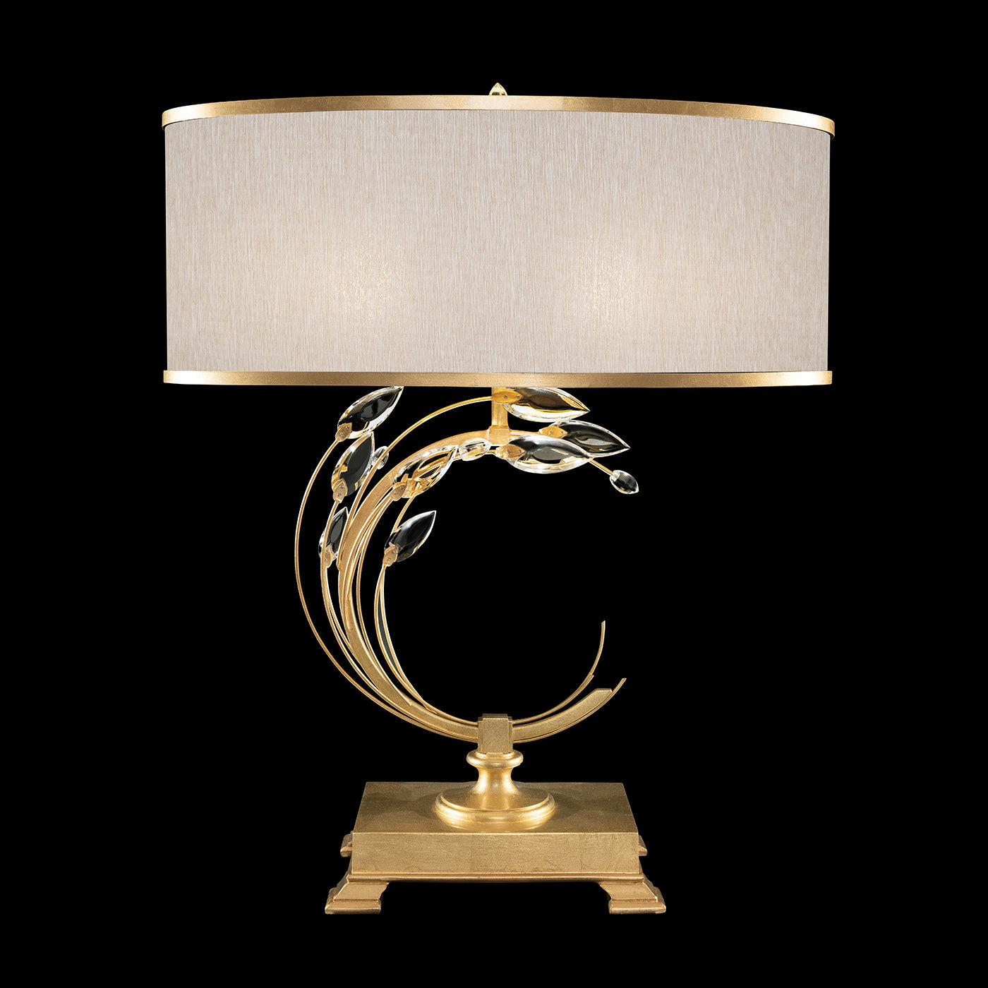 Fine Art Crystal Laurel 31" Table Lamp Table Lamps Fine Art Handcrafted Lighting Gold Leaf with Beige Shade Right 